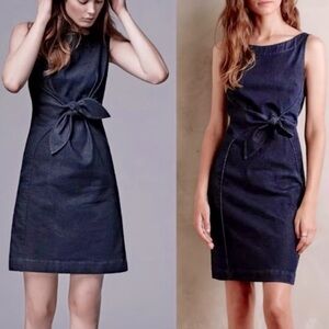 ANTHRO Clara denim tie-knit sleeveless dress with stretch By Holding Horses